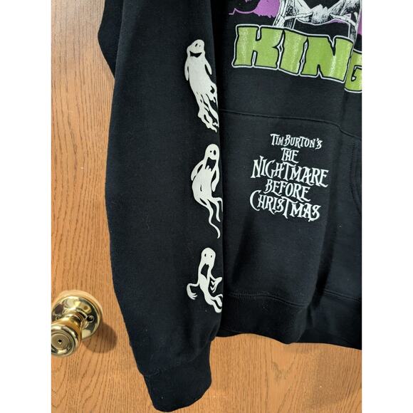 Hot Topic Black Hoodie Nightmare Before Christmas TNBC PUMPKIN KING GLOW OOGIE S - Picture 4 of 7